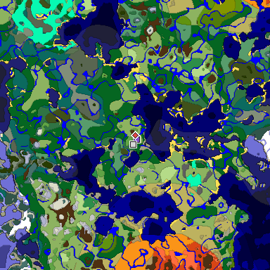 Predicted biome map of Java 1.18 seed -1097663206979154469 around estimated spawn