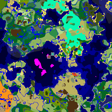 Map of Minecraft seed -2599551089295118430 around spawn