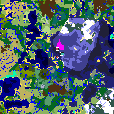 Map of Minecraft seed 1102643785889075648 around spawn