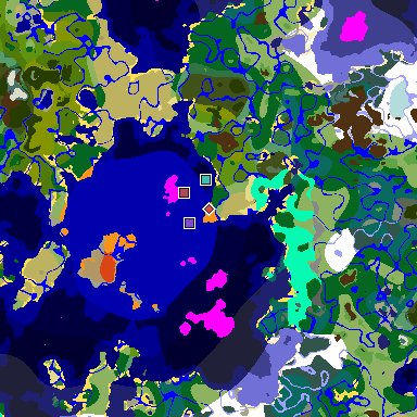 Map of Minecraft seed 8453188436539645246 around spawn