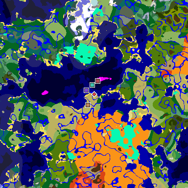 Map of Minecraft seed 299063464986121181 around spawn