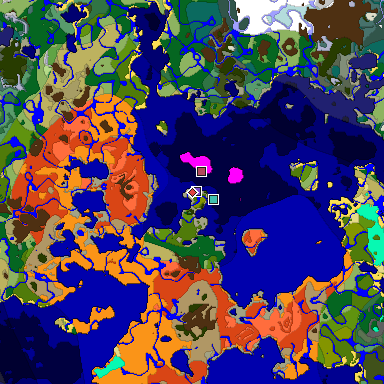 Predicted biome map of Java 1.18 seed -2057722852102736743 around estimated spawn
