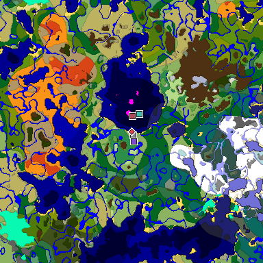 Predicted biome map of Java 1.18 seed 3652580768449486749 around estimated spawn