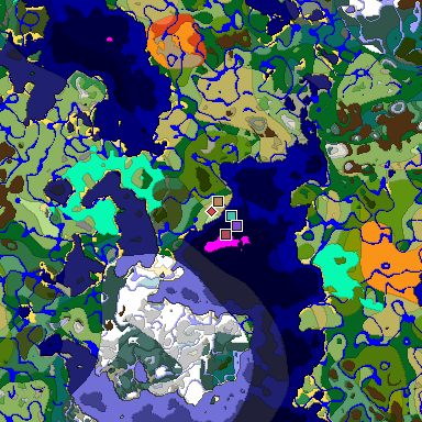 Predicted biome map of Java 1.18 seed 3176025380772967108 around estimated spawn