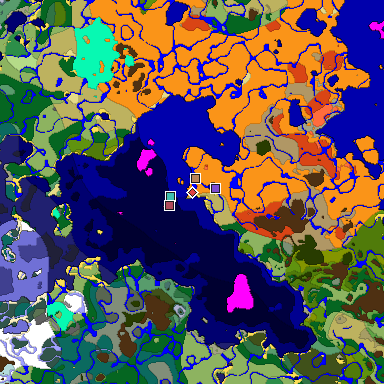 Predicted biome map of Java 1.18 seed -7579483025708525722 around estimated spawn