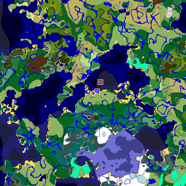 Predicted biome map of Java 1.18 seed -149699746802483723 around estimated spawn