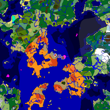 Predicted biome map of Java 1.18 seed -4655597022714270172 around estimated spawn