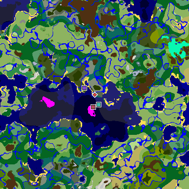Map of Minecraft seed 4703333370854257534 around spawn