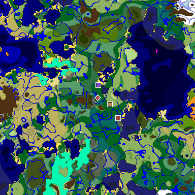 Predicted biome map of Java 1.18 seed 7537152353278961690 around estimated spawn