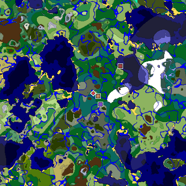 Predicted biome map of Java 1.18 seed -6701667419592751205 around estimated spawn