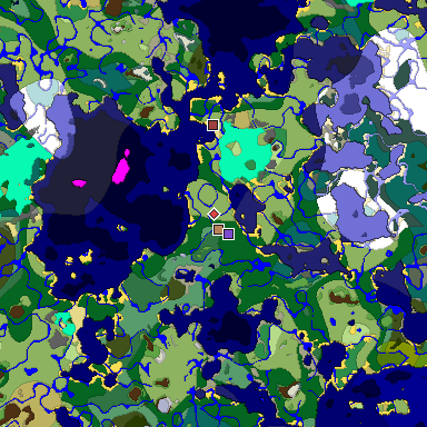 Predicted biome map of Java 1.18 seed 3928595629081445715 around estimated spawn