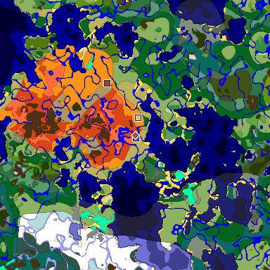 Predicted biome map of Java 1.18 seed 8246159535889844903 around estimated spawn