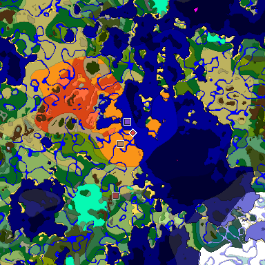 Predicted biome map of Java 1.18 seed -6379336583658335820 around estimated spawn