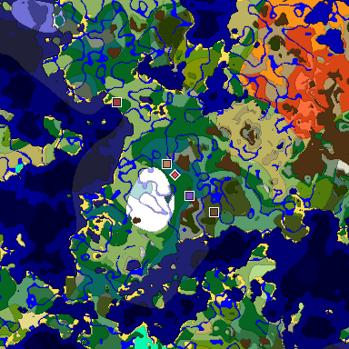 Predicted biome map of Java 1.18 seed 2777019815986812640 around estimated spawn