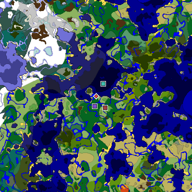 Predicted biome map of Java 1.18 seed 8659712084561006087 around estimated spawn