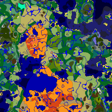 Predicted biome map of Java 1.18 seed -5908983552332697458 around estimated spawn
