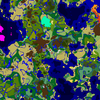 Predicted biome map of Java 1.18 seed 1060570377467061721 around estimated spawn