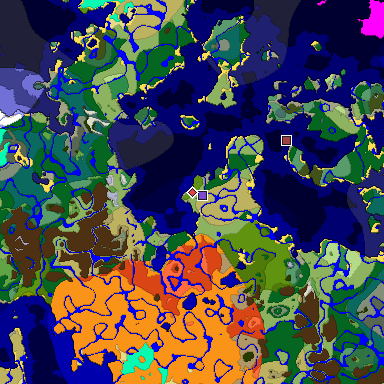 Predicted biome map of Java 1.18 seed -8533639052227848405 around estimated spawn