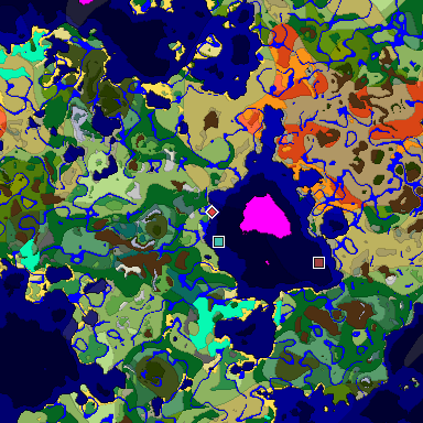 Predicted biome map of Java 1.18 seed 3758929328382197741 around estimated spawn