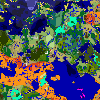 Predicted biome map of Java 1.18 seed 963480192335312253 around estimated spawn