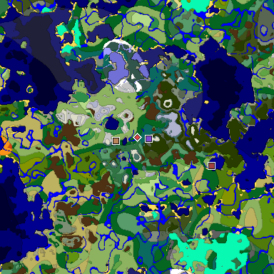 Predicted biome map of Java 1.18 seed -5500794612941776336 around estimated spawn