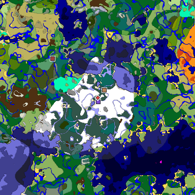 Predicted biome map of Java 1.18 seed 4211559460916267091 around estimated spawn