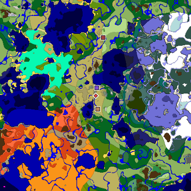 Predicted biome map of Java 1.18 seed 5666351075688920602 around estimated spawn