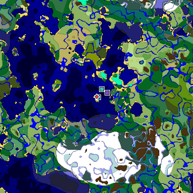 Predicted biome map of Java 1.18 seed -7011373469917893490 around estimated spawn
