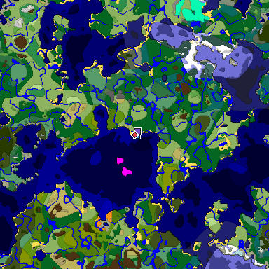 Predicted biome map of Java 1.18 seed 5636940843458017870 around estimated spawn