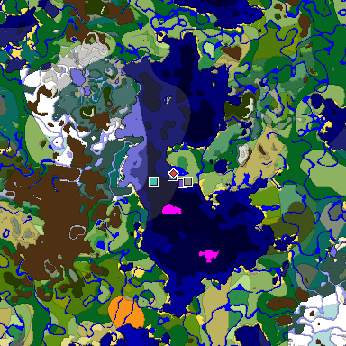 Predicted biome map of Java 1.18 seed -442528049078127816 around estimated spawn