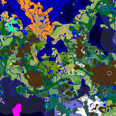 Predicted biome map of Java 1.18 seed 932905691708874704 around estimated spawn