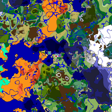 Predicted biome map of Java 1.18 seed 4781660142695065657 around estimated spawn