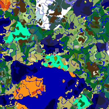 Predicted biome map of Java 1.18 seed -7073254872470788262 around estimated spawn