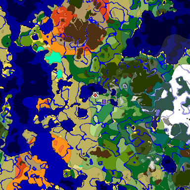 Predicted biome map of Java 1.18 seed 1933755694709111790 around estimated spawn