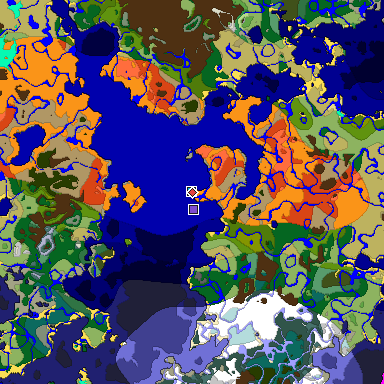 Predicted biome map of Java 1.18 seed 168344812102834919 around estimated spawn