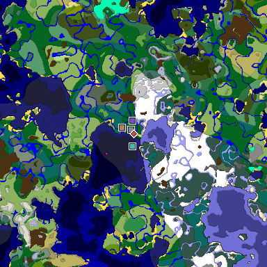 Predicted biome map of Java 1.18 seed -2054543332736953509 around estimated spawn