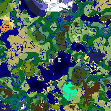 Predicted biome map of Java 1.18 seed -9167270982111370875 around estimated spawn