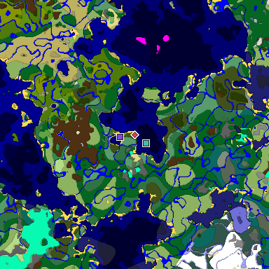 Predicted biome map of Java 1.18 seed 1344184747418768933 around estimated spawn