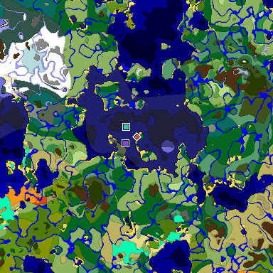 Predicted biome map of Java 1.18 seed 863804280402224090 around estimated spawn