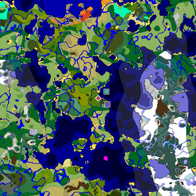 Predicted biome map of Java 1.18 seed 1893434297826766098 around estimated spawn