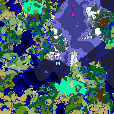 Predicted biome map of Java 1.18 seed 191114021509039942 around estimated spawn