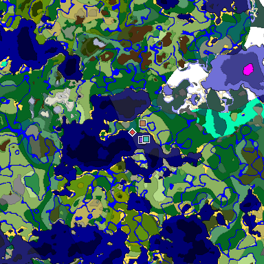 Predicted biome map of Java 1.18 seed 986769549869905894 around estimated spawn