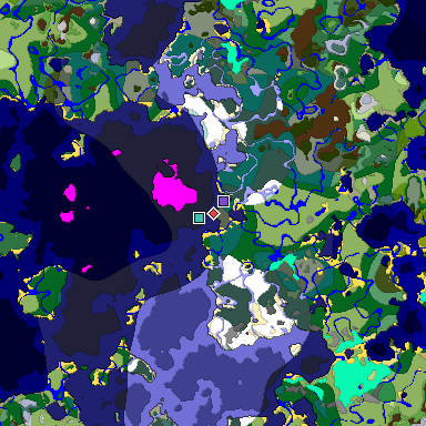 Predicted biome map of Java 1.18 seed -1534129803870353693 around estimated spawn