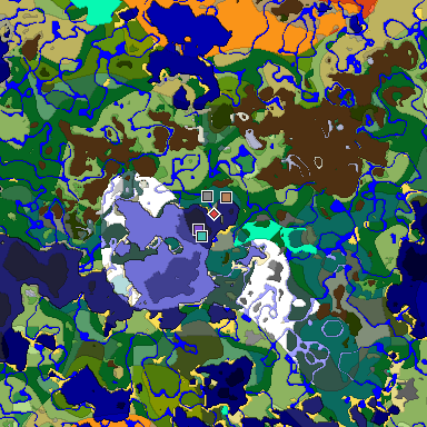 Predicted biome map of Java 1.18 seed -8021813485301782757 around estimated spawn