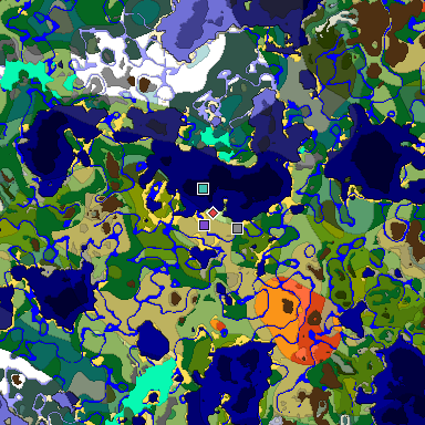 Predicted biome map of Java 1.18 seed 6254857963059252282 around estimated spawn
