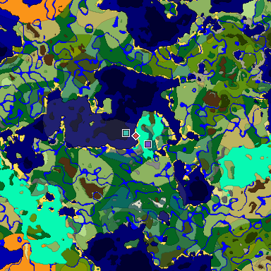 Predicted biome map of Java 1.18 seed -3131757743025183996 around estimated spawn