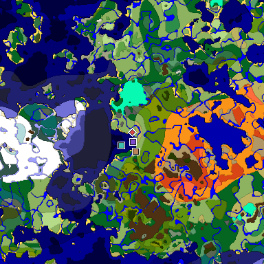 Predicted biome map of Java 1.18 seed 6195533298527595457 around estimated spawn