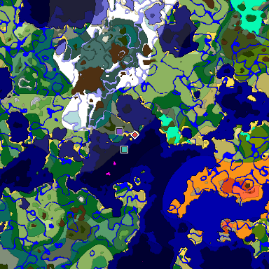 Predicted biome map of Java 1.18 seed 1805385460363375110 around estimated spawn