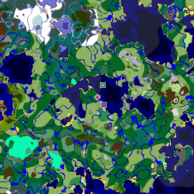 Predicted biome map of Java 1.18 seed 9027149427435999485 around estimated spawn
