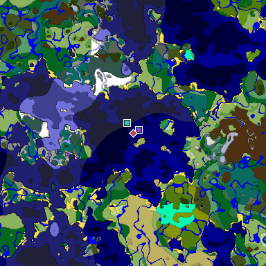 Predicted biome map of Java 1.18 seed -4752659061818450769 around estimated spawn